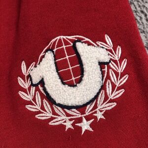 True Religion Pants Adult Medium Red Collegiate Jogger Sweatpants Embroidered